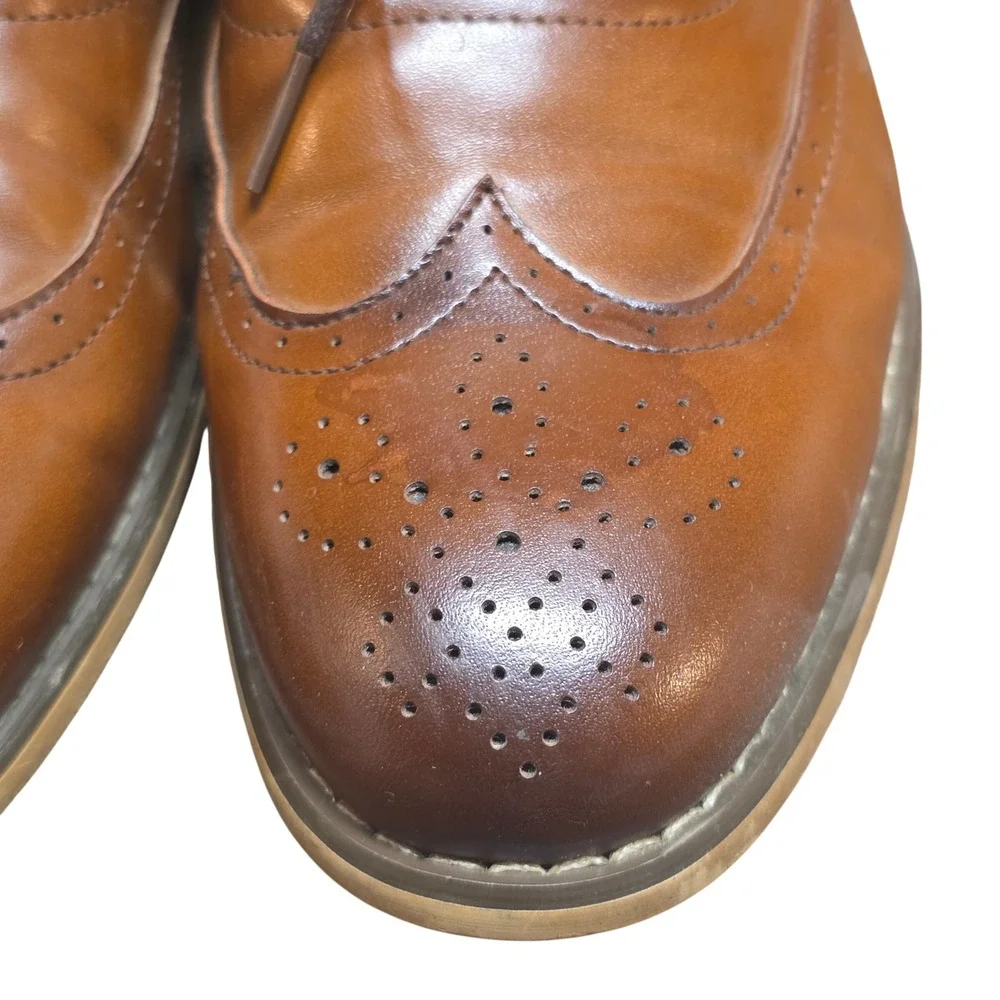 Stacy Adams Boys 5M Wingtip Oxford Dress Shoes Cognac Brown Brogue Lace Up